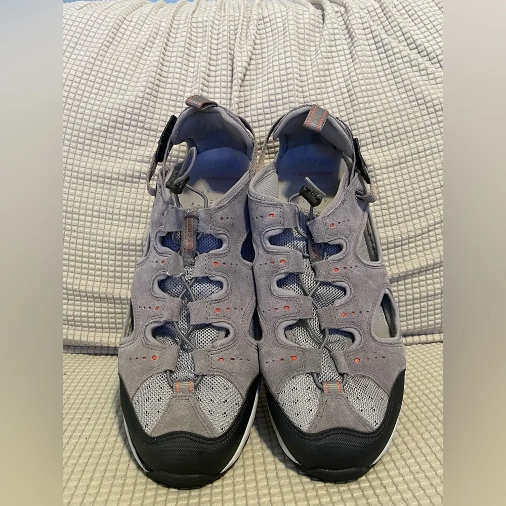 Lands' End Gray and‎ Black Sandals
